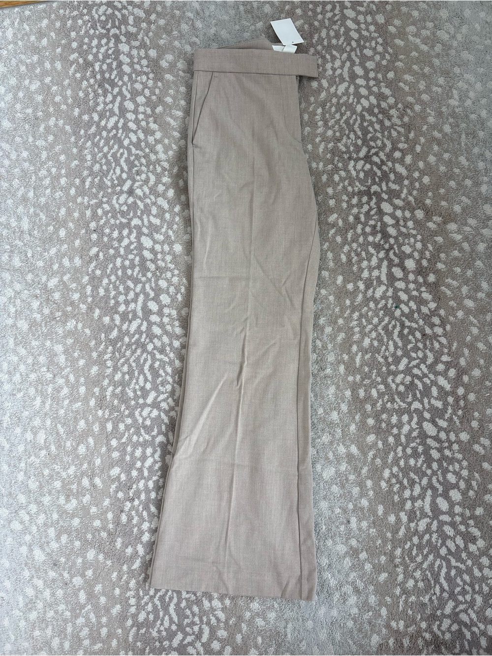 H&M Beige High-Waist Wide-Leg Pants